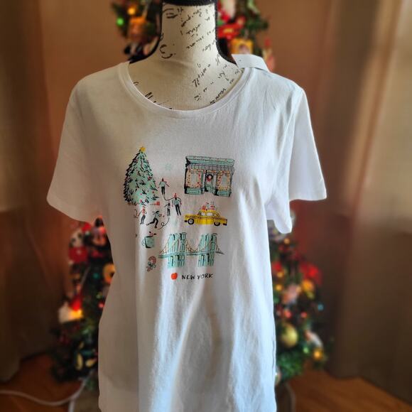 J Crew Factory Collector Tee Christmas New York City Short Sleeve T-Shirt, Sz XL - Picture 2 of 7